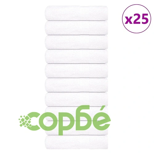Кърпи за баня 25 бр бели 70x140 см 360 gsm 100% памук ➤ топ цена ➤ sorbe.bg