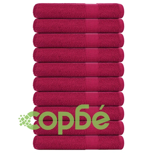 Кърпи за сауна 10 бр бордо 80x200 см 360 gsm 100% памук ➤ топ цена ➤ sorbe.bg