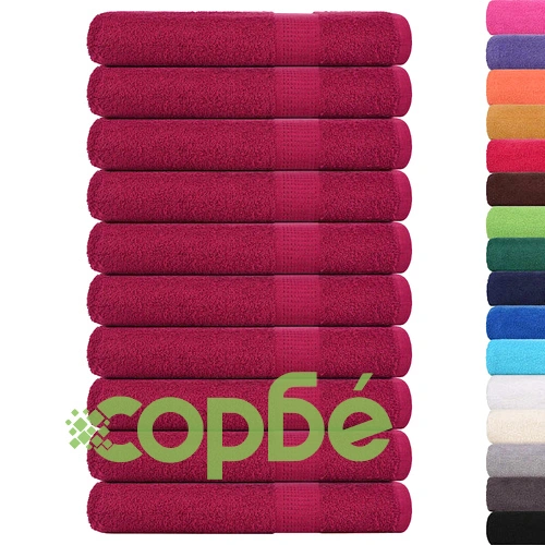 Кърпи за сауна 10 бр бордо 80x200 см 360 gsm 100% памук ➤ топ цена ➤ sorbe.bg
