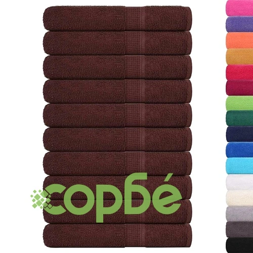 Кърпи 10 бр кафяви 100x200 см 360 gsm 100% памук ➤ топ цена ➤ sorbe.bg