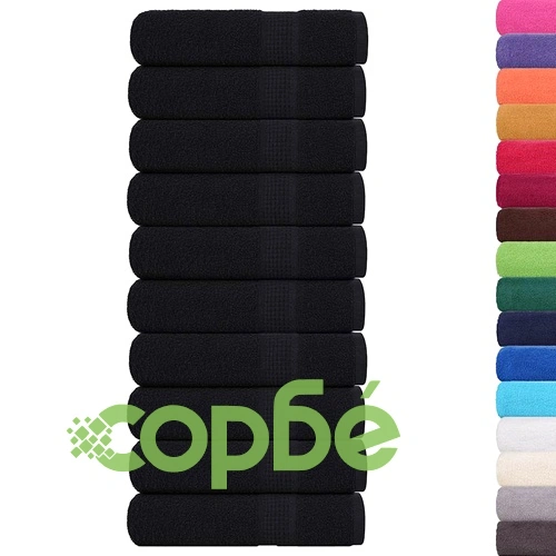 Кърпи за баня 10 бр черни 70x140 см 360 gsm 100% памук ➤ топ цена ➤ sorbe.bg