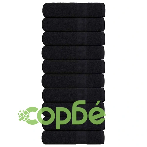 Кърпи за баня 10 бр черни 100x150 см 360 gsm 100% памук ➤ топ цена ➤ sorbe.bg