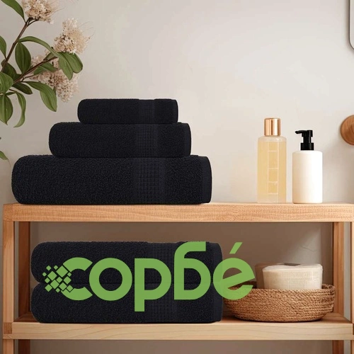 Кърпи за баня 10 бр черни 100x150 см 360 gsm 100% памук ➤ топ цена ➤ sorbe.bg