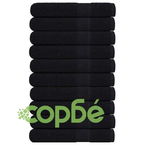 Кърпи за сауна 10 бр черни 80x200 см 360 gsm 100% памук ➤ топ цена ➤ sorbe.bg
