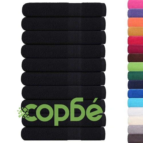 Кърпи за сауна 10 бр черни 80x200 см 360 gsm 100% памук ➤ топ цена ➤ sorbe.bg