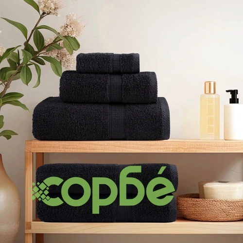 Премиум кърпи за сауна SOLUND 4 бр черни 80x200 см 600 gsm ➤ топ цена ➤ sorbe.bg