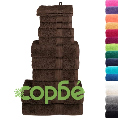 Премиум комплект хавлии от 12 части SOLUND кафяв 600 gsm ➤ топ цена ➤ sorbe.bg