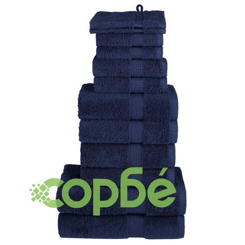 Премиум комплект хавлии от 12 части SOLUND нейви син 600 gsm ➤ топ цена ➤ sorbe.bg