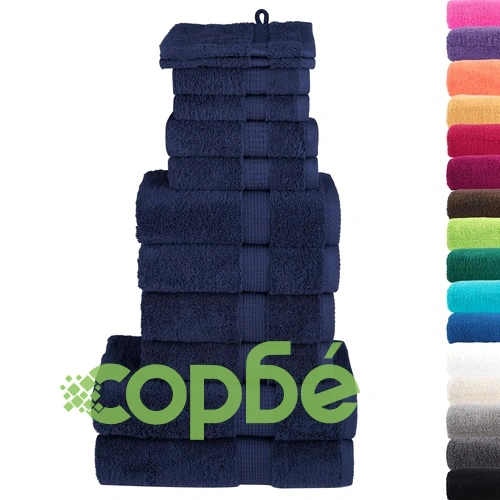 Премиум комплект хавлии от 12 части SOLUND нейви син 600 gsm ➤ топ цена ➤ sorbe.bg