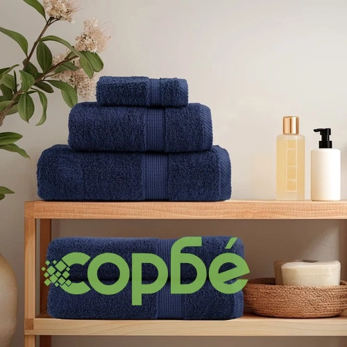 Премиум комплект хавлии от 12 части SOLUND нейви син 600 gsm ➤ топ цена ➤ sorbe.bg