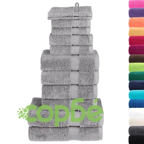 Премиум комплект хавлии от 12 части SOLUND сив 600 gsm ➤ топ цена ➤ sorbe.bg