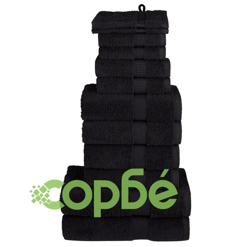 Премиум комплект хавлии от 12 части SOLUND черен 600 gsm ➤ топ цена ➤ sorbe.bg