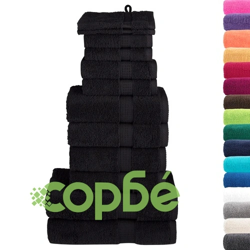 Премиум комплект хавлии от 12 части SOLUND черен 600 gsm ➤ топ цена ➤ sorbe.bg