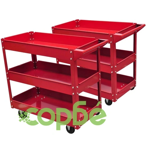 Инструментални колички за работилница с 3 рафта 2 бр ➤ топ цена ➤ sorbe.bg