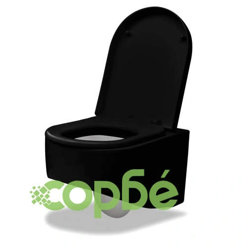Конзолна тоалетна чиния, черна, 55 х 35 х 33,5 см.  ➤ топ цена ➤ sorbe.bg
