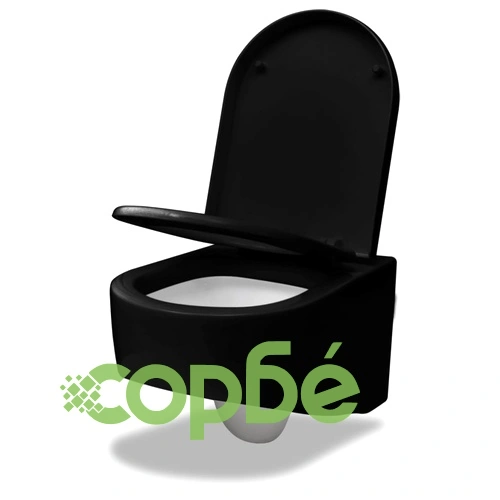 Конзолна тоалетна чиния, черна, 55 х 35 х 33,5 см.  ➤ топ цена ➤ sorbe.bg