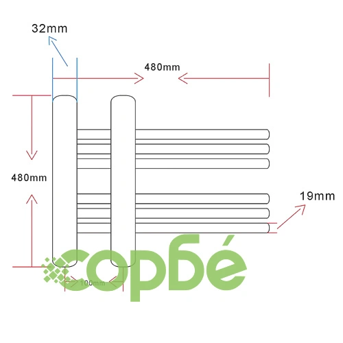 Лира за баня, централно отопление, Е-образна, 480x480 мм ➤ топ цена ➤ sorbe.bg