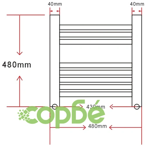 Елекрически радиатор за баня, 300 W, извит дизайн, 480 x 480 мм ➤ топ цена ➤ sorbe.bg