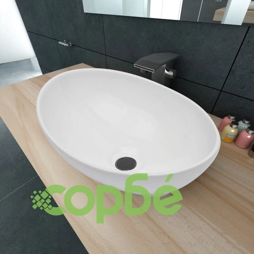 Луксозна керамична мивка с овална форма, бяла, 40x33 см ➤ топ цена ➤ sorbe.bg