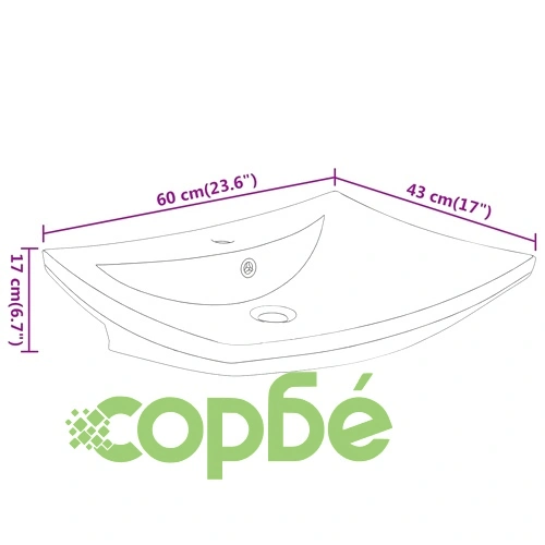 Луксозна керамична мивка с преливник и отвор за смесител, правоъгълна  ➤ топ цена ➤ sorbe.bg