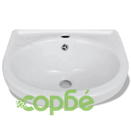 Луксозна керамична мивка с преливник и отвор за смесител, 42 х 37 см. ➤ топ цена ➤ sorbe.bg