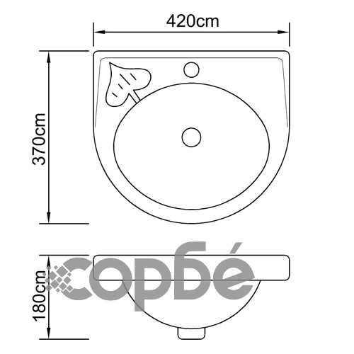 Луксозна керамична мивка с преливник и отвор за смесител, 42 х 37 см. ➤ топ цена ➤ sorbe.bg