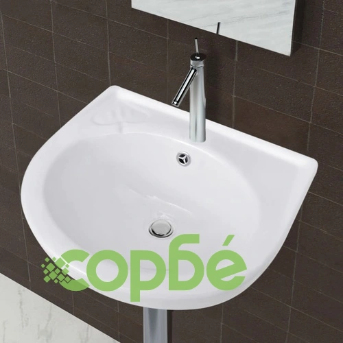 Луксозна керамична мивка с преливник и отвор за смесител, 42 х 37 см. ➤ топ цена ➤ sorbe.bg