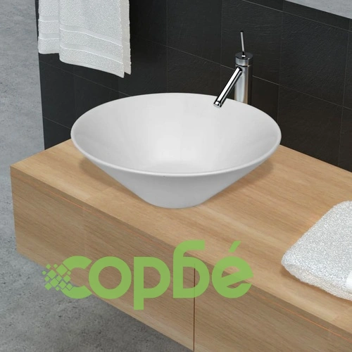 Кръгла керамична мивка за баня, бяла ➤ топ цена ➤ sorbe.bg