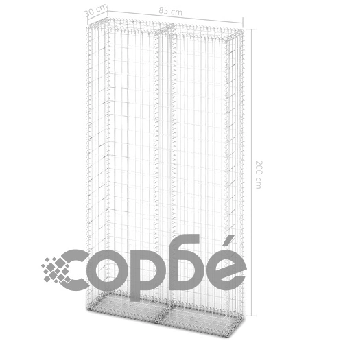 Габион кошница с капаци, поцинкована тел, 200x85x30 см  ➤ топ цена ➤ sorbe.bg