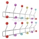 Цветна стенна закачалка за дрехи с 12 куки, 2 бр