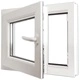 Двоен PVC прозорец с двуосно отваряне, дясна дръжка, 600 х 600 мм