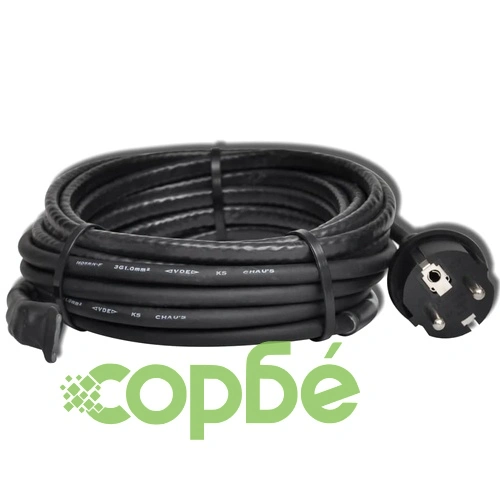 Нагревателен кабел с щепсел и термостат, 5 м, 15 W/m ➤ топ цена ➤ sorbe.bg