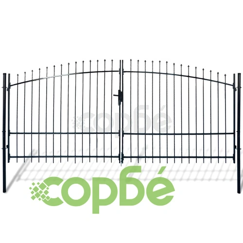 Двойна градинска врата със заострени върхове, 400 х 225 см ➤ топ цена ➤ sorbe.bg