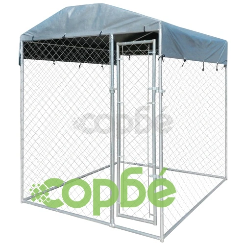 Дворна клетка за кучета с покривен навес, 2x2x2,4 м ➤ топ цена ➤ sorbe.bg