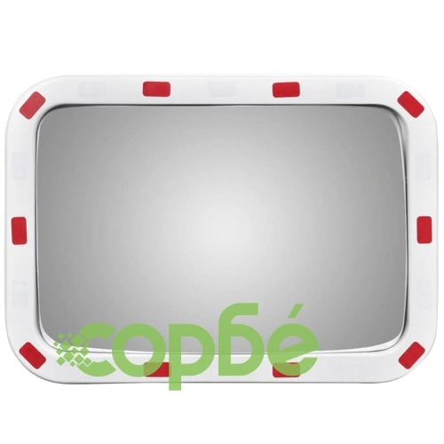 Изпъкнало пътно огледало, правоъгълно, 40х60 см, с рефлектори ➤ топ цена ➤ sorbe.bg