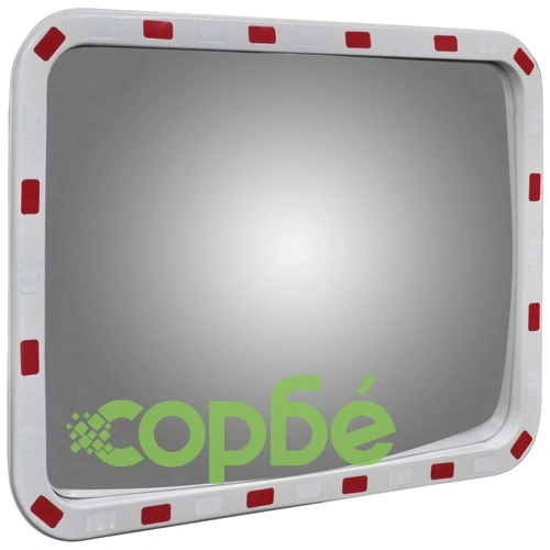 Изпъкнало пътно огледало, правоъгълно, 60х80 см, с рефлектори ➤ топ цена ➤ sorbe.bg