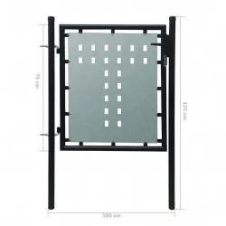Единична оградна врата, 100x125 см, черна