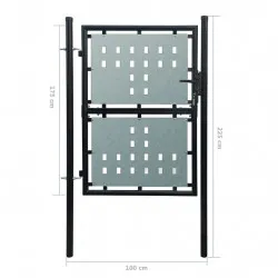 Единична оградна врата, 100x225 см, черна