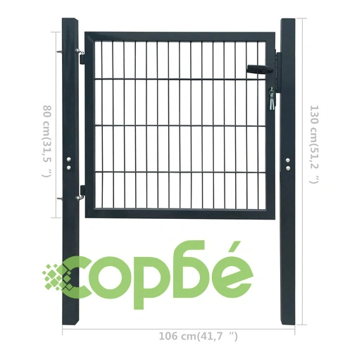 2D Оградна врата, единична, антрацитно сиво, 106х130 см на топ цена от sorbe.bg 2D Оградна врата, единична, антрацитно сиво, 106х130 см ➤ топ цена ➤ sorbe.bg