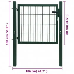 2D Оградна врата, единична, зелена, 106х130 см