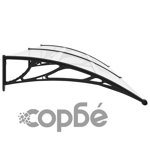 Навес за врата поликарбонат 300x100 см с алуминиеви скоби ➤ топ цена ➤ sorbe.bg