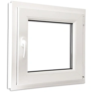 PVC прозорец, троен стъклопакет, дръжка с наклон в ляво, 600 x 600 мм