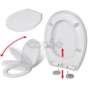 Тоалетна седалка, плавно затваряне, бързо поставяне, бяла, овал