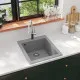Кухненска мивка за над плот, единична, сив гранит