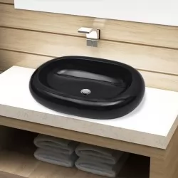 Керамична овална мивка, черна