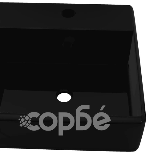 Керамична мивка за баня с преливник и отвор, черна, кръгла ➤ топ цена ➤ sorbe.bg