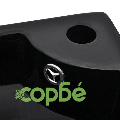 Мивка с преливник, 45x32x12,5 см, керамична, черна ➤ топ цена ➤ sorbe.bg