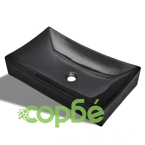 Керамична правоъгълна мивка, черна ➤ топ цена ➤ sorbe.bg