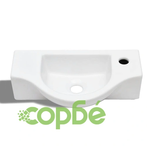 Керамична мивка за баня с отвор за смесител, бяла ➤ топ цена ➤ sorbe.bg