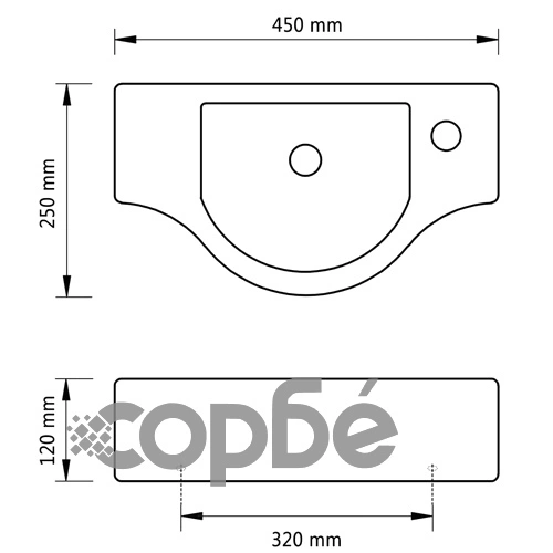Керамична мивка за баня с отвор за смесител, бяла ➤ топ цена ➤ sorbe.bg